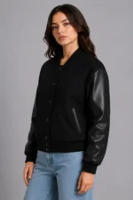 Women's All Black Varsity Jacket On Sale