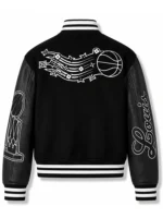 Black NBA Louis Vuitton Wool Leather Varsity Jacket