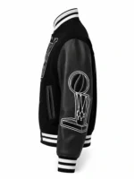 Black NBA Louis Vuitton Wool Leather Varsity Jacket For Sale