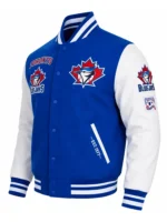 Blue and White Toronto Blue Jays Retro Classic Varsity Jacket On Sale