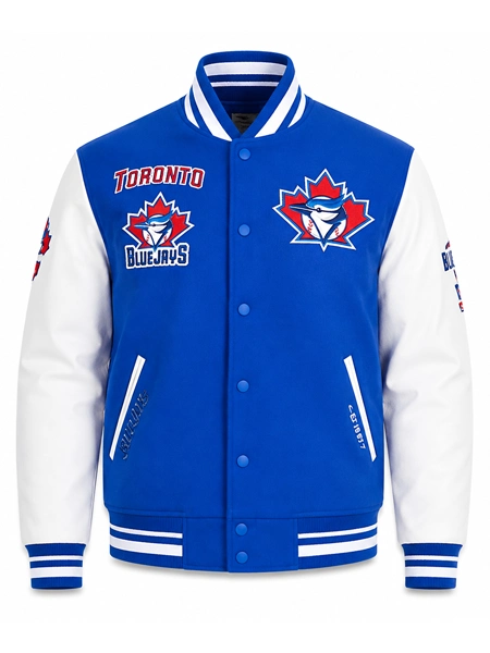Blue and White Toronto Blue Jays Retro Classic Varsity Jacket