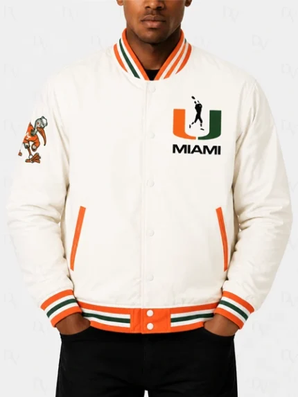 Clean NCAA Miami Hurricanes Whiteout Jacket