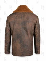 Justice League Arthur Curry Brown Leather Fur Shawl Collar Jacket