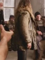 Justice League Arthur Curry Brown Leather Fur Shawl Collar Jacket For Sale