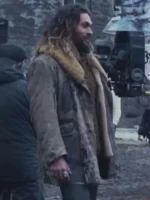 Justice League Jason Momoa Fur Shawl Collar Leather Jacket For Sale