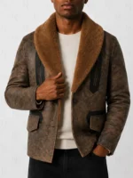 Justice League Jason Momoa Fur Shawl Collar Leather Jacket ON SALE