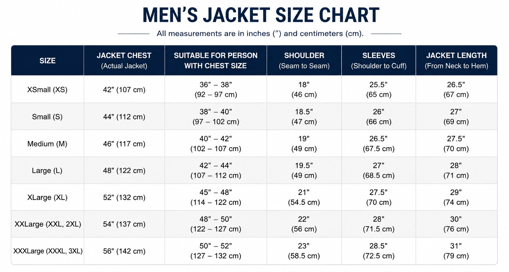 Men Size Guide