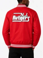Rutgers Scarlet Knights Retro Wordmark Red Bomber Full-Snap Satin Jacket