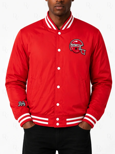 Rutgers Scarlet Knights Retro Wordmark Red Bomber Jacket
