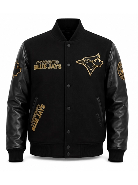 Toronto Blue Jays Black and Gold Varsity Jacket