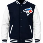 Toronto Blue Jays Logo Navy and White Varsity Jacket