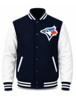 Toronto Blue Jays Logo Navy and White Varsity Jacket