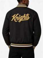 UCF Knights Script Black Bomber Full-Snap Satin Jacket