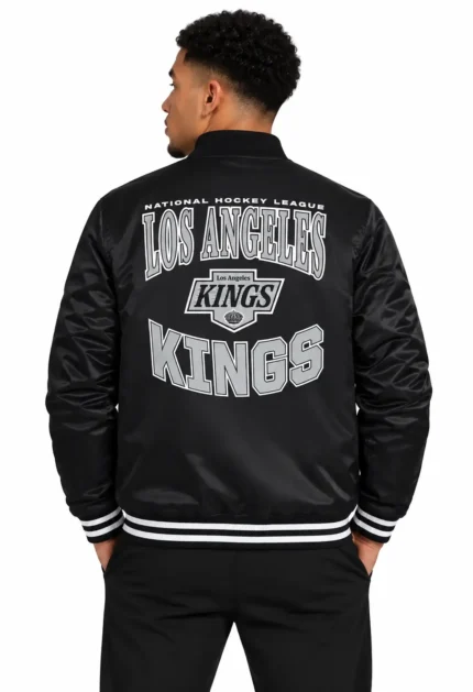 LA Kings Adaptive Bold Logo Varsity Satin Jacket