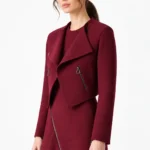 Mae Silver Boston Blue Maroon Wool Jacket