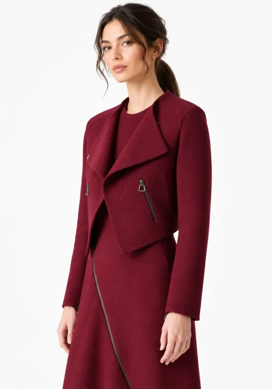 Mae Silver Boston Blue Maroon Wool Jacket