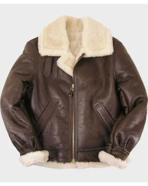 Thomas SF Shearling Sheepskin Brown Leather Jacket - Image 1