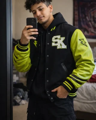 Home 100 Confident in his new varsity jacket